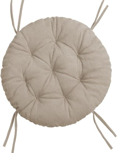 chilly pilley® Polster für Papasansessel Cord Rundkissen - Auflage Polster für Papasansessel -Sesselkissen Cordkissen Sitzkissen Gesteppt mit Schlaufen (120cm Creme)