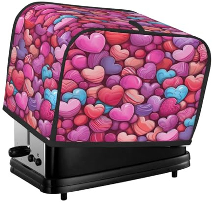 Mexpekil Süße Süßigkeiten-Herz-Toaster-Abdeckung, 2 Scheiben, Brotbackmaschine, wasserdicht, Küche, kleines Gerät, staubdichte Abdeckungen, Toaster-Ofenschutz, Frauengeschenk