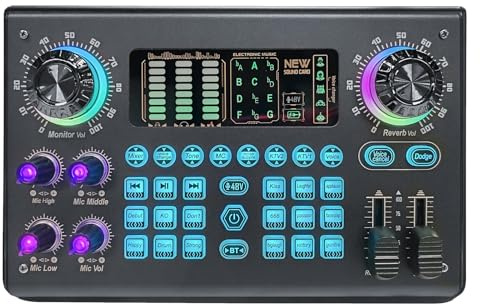 Mixer DJ, Mixer multifunzione Scheda audio digitale portatile Console di missaggio USB BT Alimentazione Phantom 48V incorporata