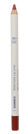 Korres Solid Color Lip Liner Neutral Nude 02, läppkonturpenna för konturering och fyllning, intensiv färg, silikon och parabenfri, 1,2 g