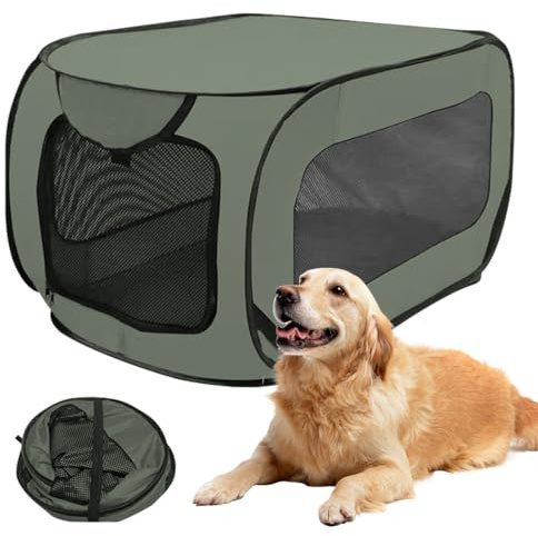 Umllpet Caisse de Transport Pliable pour Chien et Chat, 92x52x52 cm, Conçue pour Animaux Jusqu'à 15 kg, Idéale pour Petits et Grands Compagnons (Vert)
