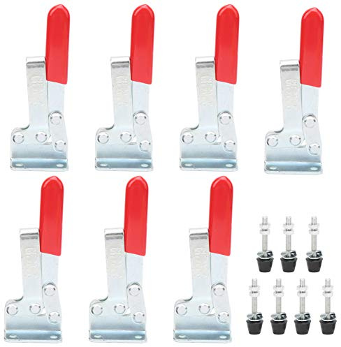 GH - 201C Set di morsetti a ginocchiera rapidi, strumento di bloccaggio ad alta resistenza, morsetto a fissaggio rapido verticale con nervature di rinforzo, ferro zincato lucido