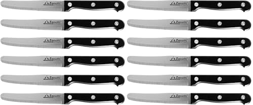 Zanetti, Set 6 Coltelli Tavola Modello Classic, Coltelli Acciaio Inox, Lama 11 cm, Spessore 1.2 mm, Coltello Cucina Manico Rivettato (Confezione da 2)