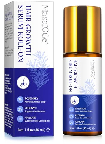Haarwuchs Serum Roll-On 30 ml mit Rosmarinöl, 3% Redensyl & 2% AnaGain, Biotin Haarserum für Frauen und Männer, Kopfhautpflege gegen Haarausfall, Für Voller und Kräftiger Aussehendes Haar