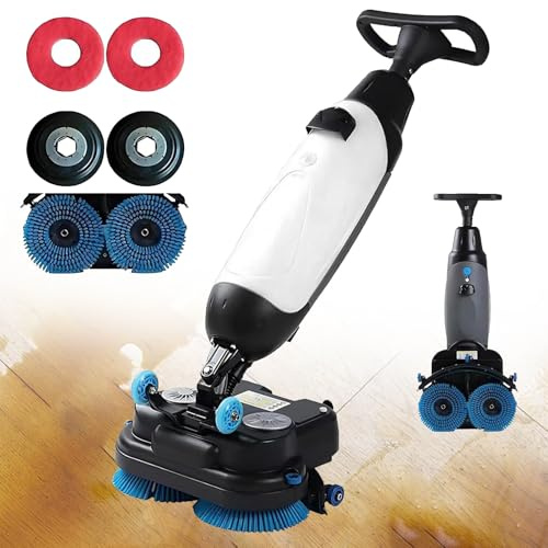 Giuggiolared Commercial Floor Scrubber Machine with Brushes and Pads, Electric Floor Cleaner Polisher and Buffer with 17 Cleaning Width, Deep Cleaning Tile and Grout, Hardwood Floors White