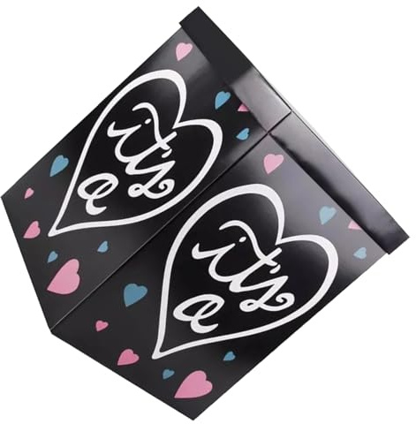 Operitacx Scatola di Rivelazione Genere Nero in Carta Pieghevole per Palloncini, Contenitore Decorativo per Festa di Compleanno e Shower