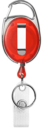 Porte-badge enrouleur rouge avec mousqueton, clip de ceintur een métal et boucle en vinyle, mousqueton porte-clé pour porte-carte, porte-badge
