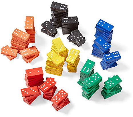 hand2mind Wooden Dominoes Set for Kids, Double Six Dominoes for Toppling, Bulk Domino Blocks, Montessori Math Manipulatives, Kids Dominoes Classroom Set, Kindergarten Learning Games (6 Sets of 28)