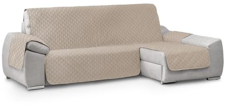 Textilhome – Sofabezug Circus I-Form Rechts 240 cm, Sofaschoner für Ecksofa, gepolsterter & universeller Sofaschutz zum Schutz Ihres Sofas, Sofaüberwurf, waschbar, Farbe Beige