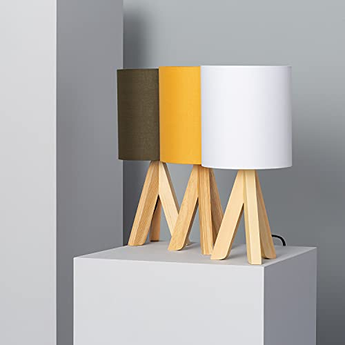 LEDKIA LIGHTING - Lampe à Poser Kanuni | Design Élégant en Bois | Compatible Ampoules LED E14 | Décoration Intérieure IP20 | Pour Salon, Chambre, Cuisine | 38.5 x 18 x 18 cm, Moutarde