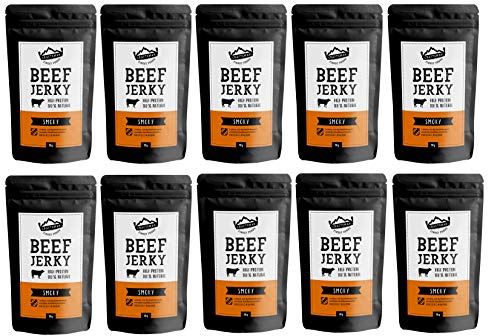 Craftsman Beef Jerky Smoky 500g | Ohne Zucker | Aus Deutschland - Bayern | Jerky Beef Set 10 x 50g | 100% Rindfleisch | High Protein 68% | Dörrfleisch/Trockenfleisch Smoky | 100% Natürlich