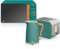 Swan Nordic Frühstücksset, Wasserkocher, 1,7 l, 2200 W, Breitschlitz-Toaster, 2 Scheiben, digitale Mikrowelle 20 l, modernes Design, Holzoptik, Grün