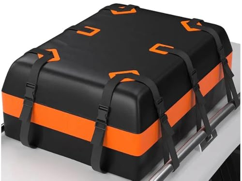 Waterproof Rooftop Cargo Bag All Weather Roof Rack Carrier Heavy Duty Cross Bars Adjustable Strap 55 W x 35 D x 15 H Soft Car Foldable Luggage Storage Universal Fit SUV Trunk Pickup Truck Bed