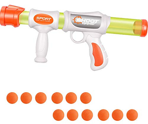 Boosns Ball Stoßwelle Ballpistole mit weichen Softbällen - Spielzeug-Pistole mit Druckluft-Pump-Mechanismus (Single)