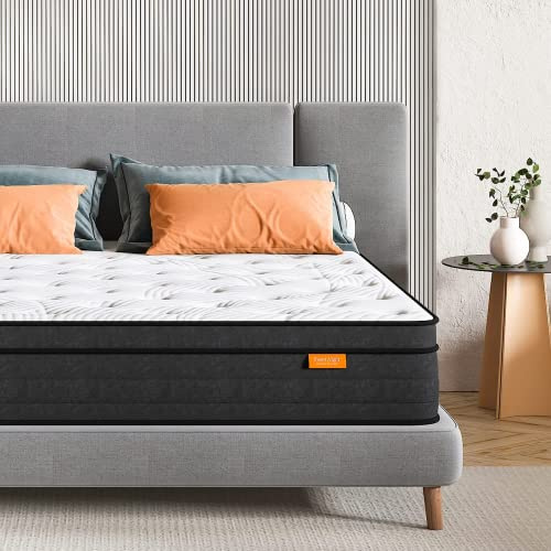 Sweetnight madrass gel minnesskum fjädrad madrass 20 cm vår hybrid andningsbar madrass, rörelseisolerande individuellt inslagna spolar, medium fast känsla, 100 x 200 x 20 cm