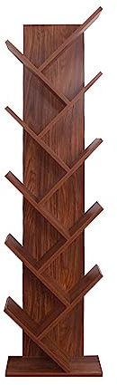 Rebecca Mobili Platzsparendes Regal, MDF Holz Bücherregal, Walnussbraun, Für Büroräume - Maße: 160 x 44,5 x 22 (HxLxB) - Art. RE6404