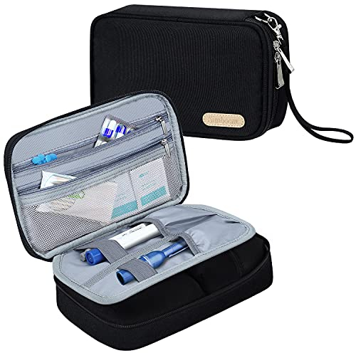 Sac pour Diabétique, Trouse à Insuline pour Stylos à Insulin, Lecteur de Glycémie et Autres Fournitures pour Diabétiques (Sac Uniquement), Noir
