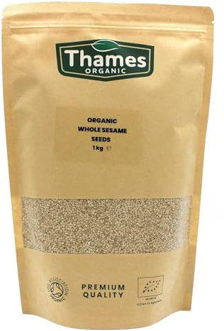 Organic Whole Sesame Seeds-Certified Organic, Non-GMO, Vegan, No Additives, No Preservatives, Resealable Bag by Thames Organic 1kg