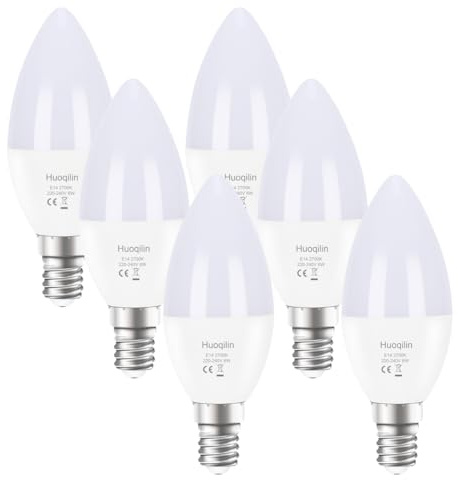 Huoqilin E14 LED Warmweiss Lampe,ersetzt herkömmliche 60W Glühbirnen, Matt,6W Kerze Glühbirne,2700K Warmweiß,6er Pack