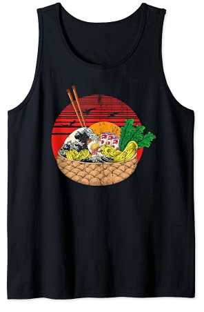 Vagues Coucher Du Soleil Bol De Nouilles Kawaii Ramen Débardeur