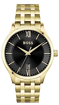 BOSS Analogue Quartz Watch for Men Elite Collection with Gold Colored Stainless Steel Bracelet - 1513897