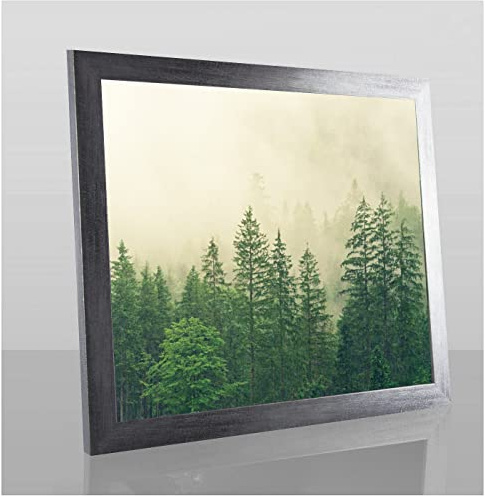 Monaldo Deluxe Bilderrahmen Posterrahmen 64 x 48 cm Grau Gewischt Wechselrahmen weisser Hintergrund Antireflex Kunstglas