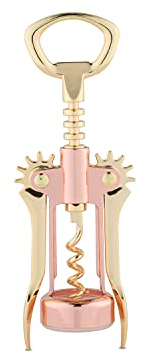 diyfixlcd Two-Tone Copper and Gold Winged Corkscrew, Self Centering Worm, Wine Bottle Opener, Lever Arms, Stainless Steel Set of 1