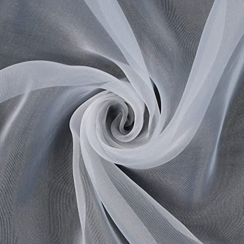 Mondo Tessuti - Tessuto in Organza Leggera Cangiante - Altezza 150cm (±2cm) - Ideale per Stole Abiti Abbigliamento - Alta Qualità (Al Metro, Bianco)