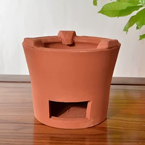 EUCOLO Barbacoa pequeña estufa de arcilla para manualidades, estufa de té, estufa de carbón, horno de barbacoa al aire libre, estufa de picnic, diámetro de envío de 22 cm, chasis aislado de cerámica +