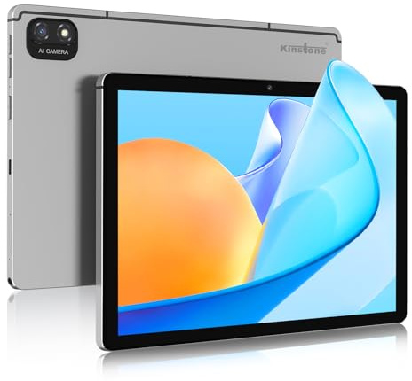 kinstone Tablette Tactile Android Tablet pour Jeux 8Go RAM,256Go ROM,Tablette PC 10 T616 8Cœurs Téléphone Tablette Potable FHD IPS Résolution1920*1200,5MP+13MP, 8000mAh,2.4G+5GWifi,BT5.0, Type-C