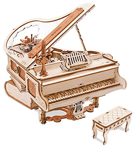ROKR 3D Wooden Model Kits, 3D Wooden Puzzle Music Box Piano Model, 3D Puzzle for Adults to Build, Birthday Gifts for Adults and Kids, Magic piano