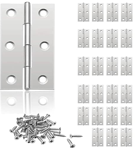 Xinlon 24 Pièces Charniere Porte Placard, Charniere Inox, Charniere Porte Cuisine, Charnières Porte En Acier Inox Pour Meubles Matériel Armoire Garde Porte Tiroir Diy, Avec 150 Pièces Vis (Argent)