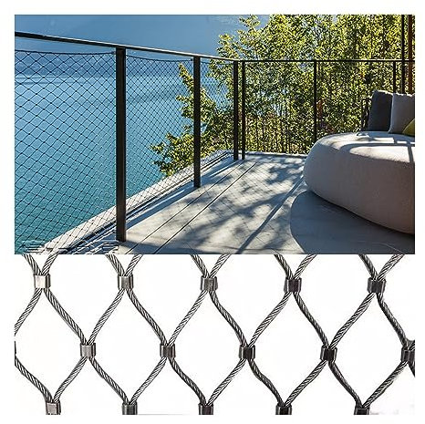LXBAMKEA Red De Cuerda Alambre Acero Inoxidable 304, Malla Cable Flexible para Equipo Juego Campo Fútbol Agrícola, Balcón Escalera Red Anticaída, Malla Jardín, Frontera Protección (Color : Silver, S