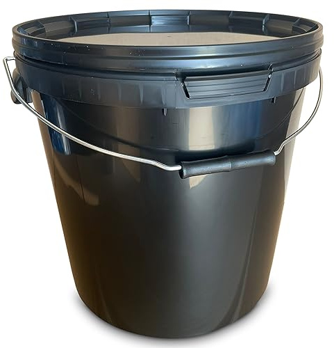 MARMOS-PLAST 1 x 20 Liter Eimer Schwarzer Kunststoffeimer mit Deckel Lebensmittelecht stapelbarerer Milcheimer Vorratseimer Honigeimer Lebensmittelfreigabe Behälter Leereimer für Mehl Wassereimer