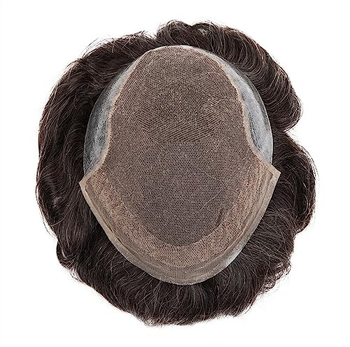 Haar Toupet Männer Human Hair System Units Herren-Wellen-Haarteile, französische Spitze, PU-Männer-Toupet, indisches Remy-Haar, Perücken, natürlicher Haaransatz, atmungsaktive männliche Haarprothese H