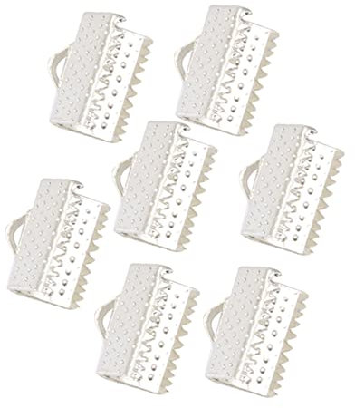 NUOBESTY 100stücke Metall Crimp-endklemmen Für DIY Schmuck Texturierte Verschlüsse Für Bänder Schnur-Enden Und Zipper Clips Silber Für Armbänder Und Bastelprojekte