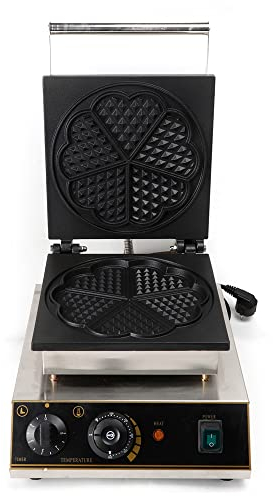 Piastra per waffle a forma di cuore, in acciaio inox, 1750 W, con timer, piastra professionale per waffle 50 ~ 300 ℃