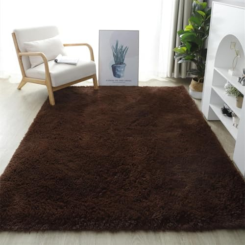 GueTTO Hochflor Teppich, Shaggy Teppich, Langflor Schlafzimmer Teppich, Flauschig Teppiche Wohnzimmer Teppiche Weich rutschfest Teppich für Wohnzimmer Schlafzimmer Bettvorleger,Braun,200x300cm