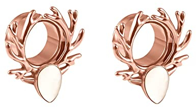 Bcughia Edelstahl Tunnel Ohr 12mm Tunnel Für Ohren Geweih mit Muschel Muster Tunnel Plug Ohr Set, 2 Stück