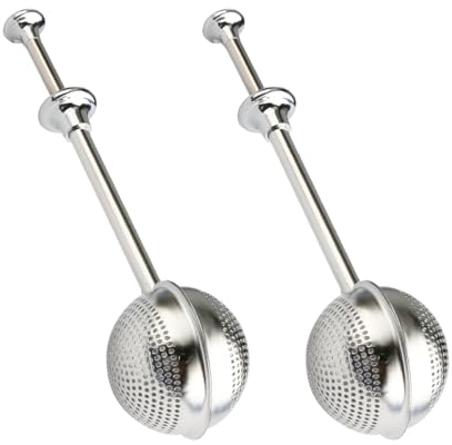 Thyonta 2 PCS Stainless Steel Long Handle Tea Balls, Long-Handle Mesh Spoon Tea Infuser for Loose Leaf Teas and Seasonings