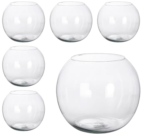 Two Tigers | Jarrón Bola De Cristal | Pack 6 de 15cm Ancho | Florero Esférico Transparente | Pecera Pequeña Decorativa | Centro De Mesa Restaurantes Bares Hoteles Bodas Celebraciones Flores Velas