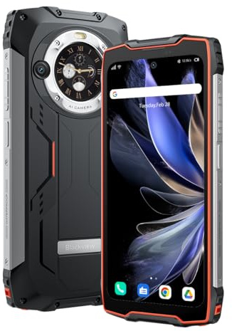 Blackview BV9300 PRO Outdoor Handy ohne Vertrag (100LM Taschenlampe), 16GB+256GB, 15080mAh Akku, 6.7'' 120Hz 2.3K Display, 64MP Kamera, IP68 Android 13 Wasserdichtes Smartphone, GPS NFC Orange