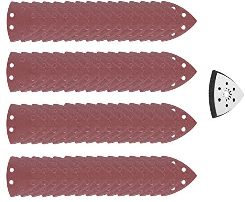 60 Pezzi 90 Mm 6 Fori Supporto per Carta Vetrata Triangolare per Platorello, Strumento Oscillante per Lucidatura e Levigatura, per Metallo Morbido, Legno, Gomma, Pelle, Plastica,