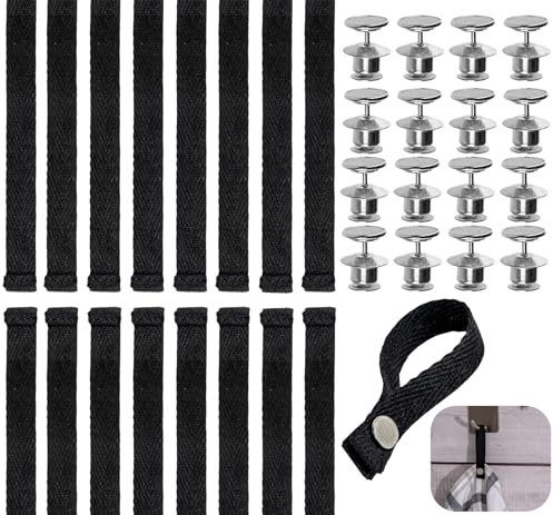 KHDULQ Appendi Strofinacci Cucina,Porta Strofinacci Cucina Senza Cuciture Mollette 150 X 12 mm,In Pelle PU Con Chiusura a Bottone,Passanti per Asciugamani,Bagno,Stracci(tessuto nero)