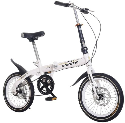 Klappfahrrad für Jungen und Mädchen Rahmen aus Kohlenstoffstahl 20 Zoll Scheibenbremse Singlespeed Stoßdämpfung für Erwachsene A,16 inches