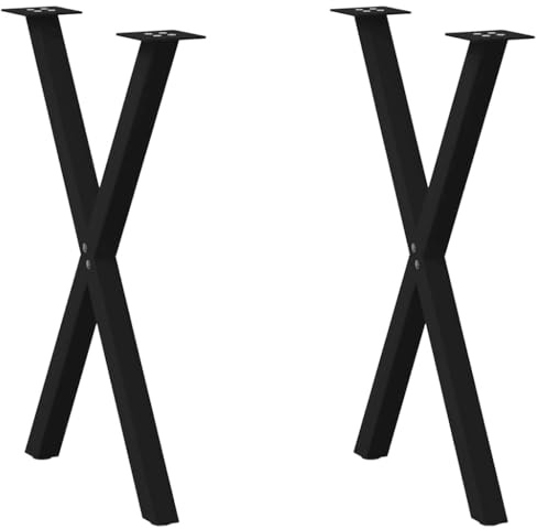 vidaXL Patas para mesa de comedor en forma de X (2 unidades), color negro, 50 x (72-73) cm, acero