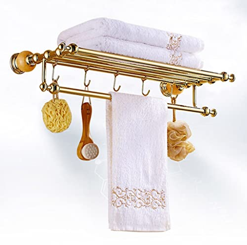 PLMNBQWE Badezimmerzubehör, Handtuchhalter aus Messing, Handtuchstange, Handtuchständer, Badezimmerregal, goldene Badezimmer-Hardware