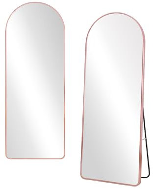 Brigros - Specchio Da Terra O Parete 160x50 Cm Con Telaio In Alluminio Con Bordo, Specchio Lungo Moderno Ideale Per Camera Da Letto, Ingresso In Diversi Colori E Forme (Oro rosa, Arco)