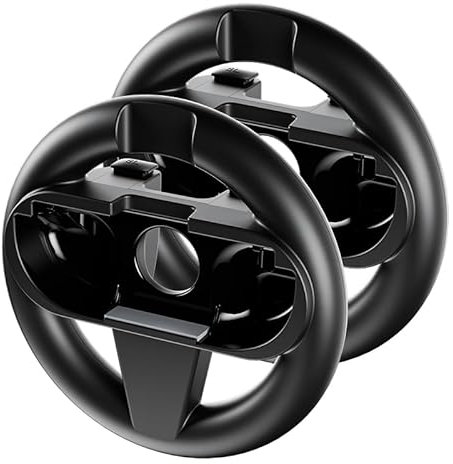 Juinteo Set of 2x Racing Steering Wheels Compatible with Switch 2, Ergonomic Design, Lightweight, Easy Installation, Compatible with NS2/NS Joy Cons, 2025 Switch 2 Accessories (Black)