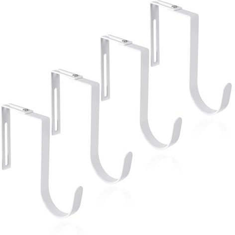 Fukaisu 4pcs Crochets Réglables pour Armoire, Crochets Porte Robustes Suspendre Vêtements Serviettes Manteaux Chapeaux pour Maison Chambre Bureau Vestiaire Aucun Perçage Requis(Blanc)